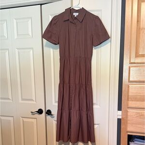 Brown Short Sleeve Dress